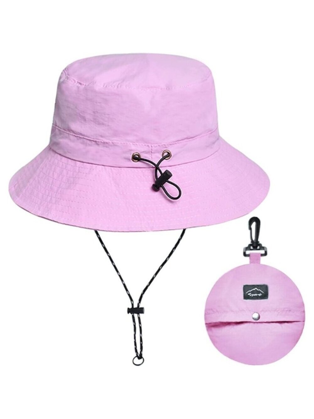 Unisex Purple 100% Nylon Wide Brim Uv Protection Chin Strap Packable Bucket Hat